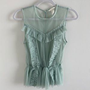 Tulle Transparent Seafoam Green Blouse - S